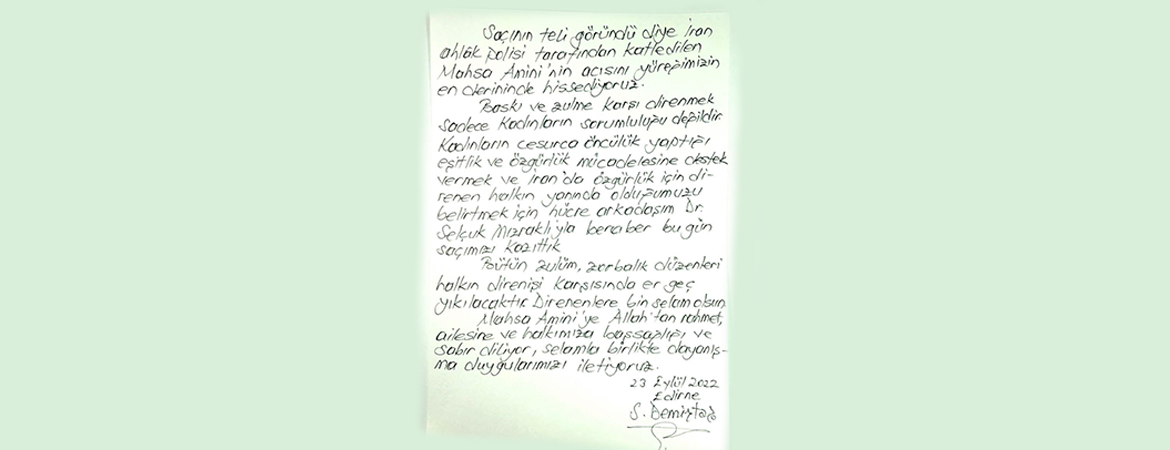 Demirtaş ve Mızraklı İran'daki direnişe destek vermek için saçlarını kazıttı