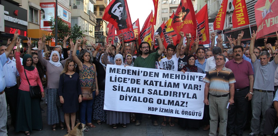 İzmir'de Lice'de gerçekleşen saldırı protesto edildi