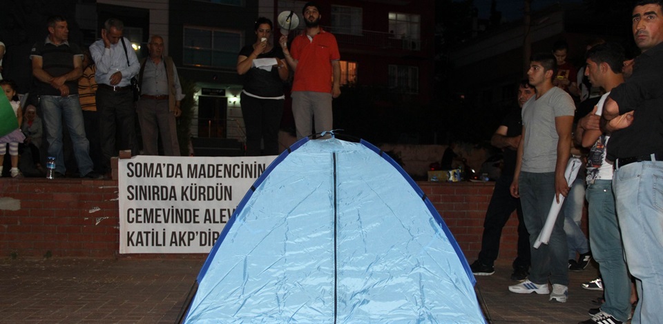 HDP Narlıdere İlçe Örgütü'nün Soma katliamı nedeniyle açmak istediği çadıra polis izin vermedi