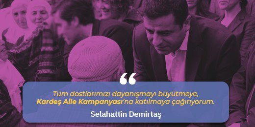 Demirtaş: Dayanışmayı ve HDP'nin Kardeş Aile Kampanyasını büyütmeye çağırıyorum